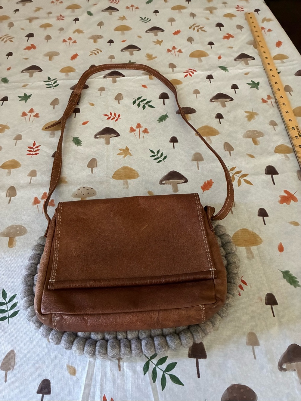 Vintage Brown Leather Crossbody Bag
